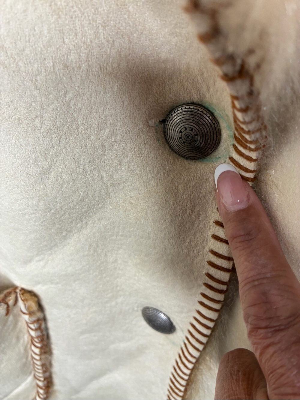 Coldwater Creek Boho, Gorpore, Cream Shearling Jacket with Brown Fur Trim 2X - Picture 13 of 13